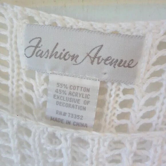 Fashion avenue white mesh top coverup size L - Picture 3 of 5